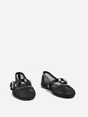 Linzi Black Arielle Flat PU Mesh Mary Jane Shoes - Image 3 of 5