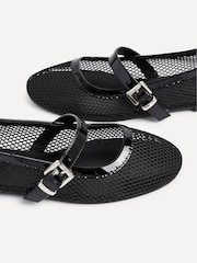 Linzi Black Arielle Flat PU Mesh Mary Jane Shoes - Image 4 of 5