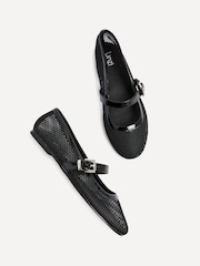 Linzi Black Arielle Flat PU Mesh Mary Jane Shoes - Image 5 of 5