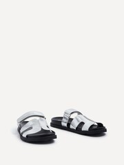 Linzi Silver Emmy Gladiator Velcro Strap Flat Sliders - Image 3 of 5