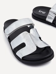 Linzi Silver Emmy Gladiator Velcro Strap Flat Sliders - Image 4 of 5