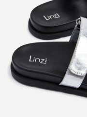 Linzi Silver Emmy Gladiator Velcro Strap Flat Sliders - Image 5 of 5