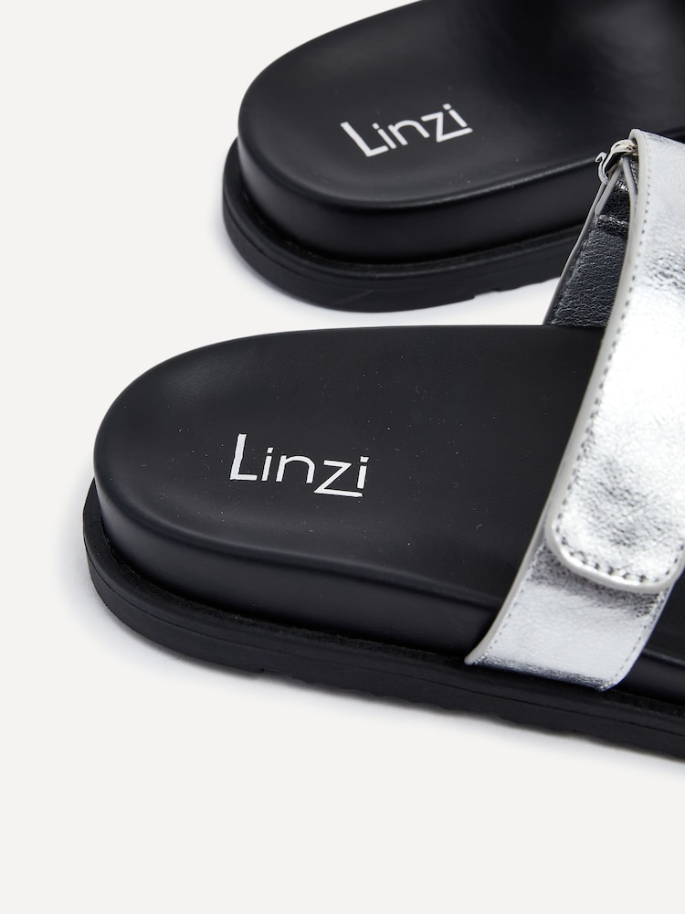 Linzi Silver Emmy Gladiator Velcro Strap Flat Sliders - Image 5 of 5