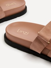 Linzi Pink Emmy Gladiator Velcro Strap Flat Sliders - Image 5 of 5