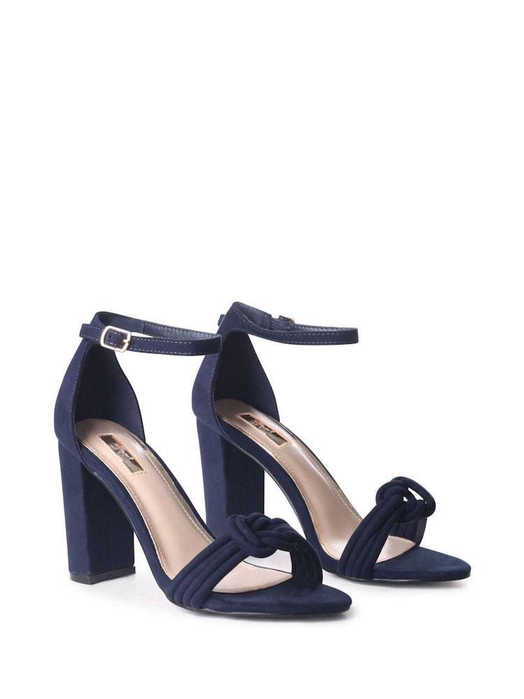 Linzi Blue Harri Block Heeled Sandals With Front Knot Detail - Image 4 of 4