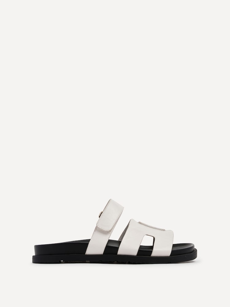 Linzi White Emmy Gladiator Velcro Strap Flat Sliders - Image 2 of 5