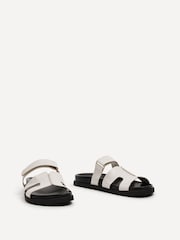 Linzi White Emmy Gladiator Velcro Strap Flat Sliders - Image 3 of 5