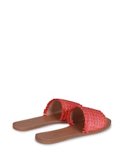 Linzi Pink Flamingo Raffia Slip On Sliders With Fringing - Image 4 of 4