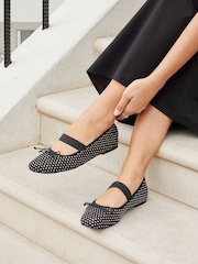 Linzi Black Cecilia Flat Diamante Embellished Mary Jane Shoes - Image 1 of 5