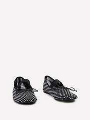 Linzi Black Cecilia Flat Diamante Embellished Mary Jane Shoes - Image 3 of 5