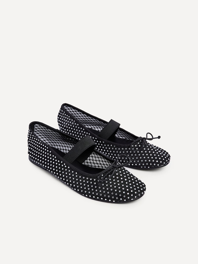 Linzi Black Cecilia Flat Diamante Embellished Mary Jane Shoes - Image 5 of 5