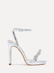 Linzi Silver Glorious Barely There Heels With Diamante Front Detail - Image 2 of 5