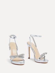 Linzi Silver Glorious Barely There Heels With Diamante Front Detail - Image 3 of 5