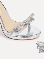 Linzi Silver Glorious Barely There Heels With Diamante Front Detail - Image 4 of 5