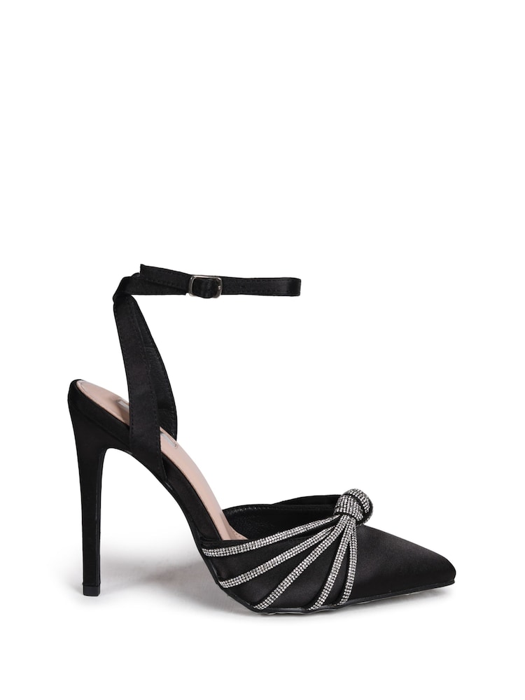 Linzi Black Illuminate Court Heels With Diamante Knotted Detail - Image 2 of 4