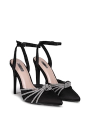 Linzi Black Illuminate Court Heels With Diamante Knotted Detail - Image 3 of 4