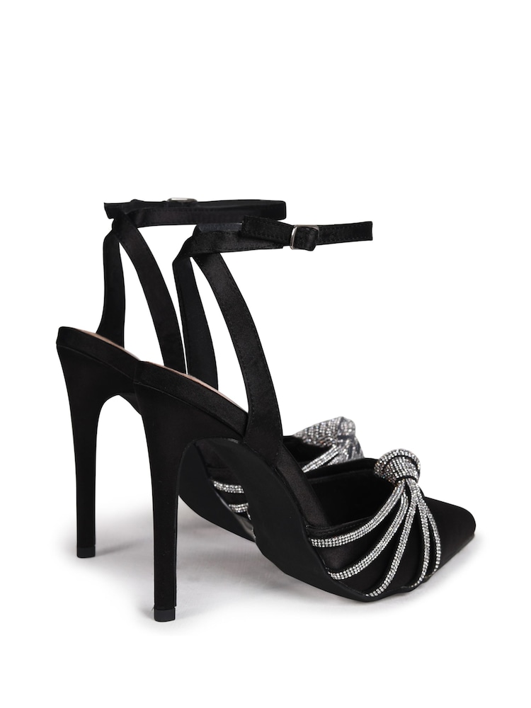 Linzi Black Illuminate Court Heels With Diamante Knotted Detail - Image 4 of 4