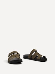 Linzi Mid Green Emmy Gladiator Velcro Strap Flat Sliders - Image 3 of 5