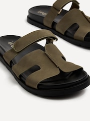 Linzi Mid Green Emmy Gladiator Velcro Strap Flat Sliders - Image 4 of 5
