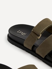 Linzi Mid Green Emmy Gladiator Velcro Strap Flat Sliders - Image 5 of 5