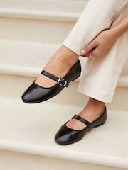 Linzi Black Odette Flat PU Mary Jane Shoes - Image 1 of 5