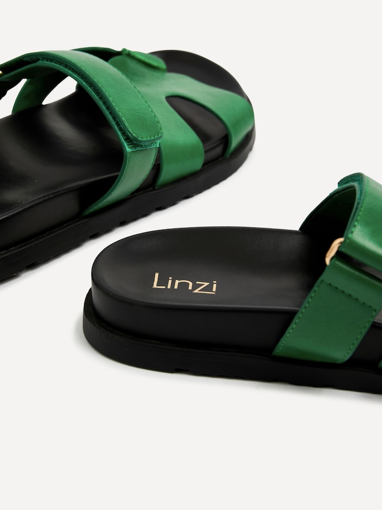 Linzi Green Emmy Gladiator Velcro Strap Flat Sliders - Image 5 of 5