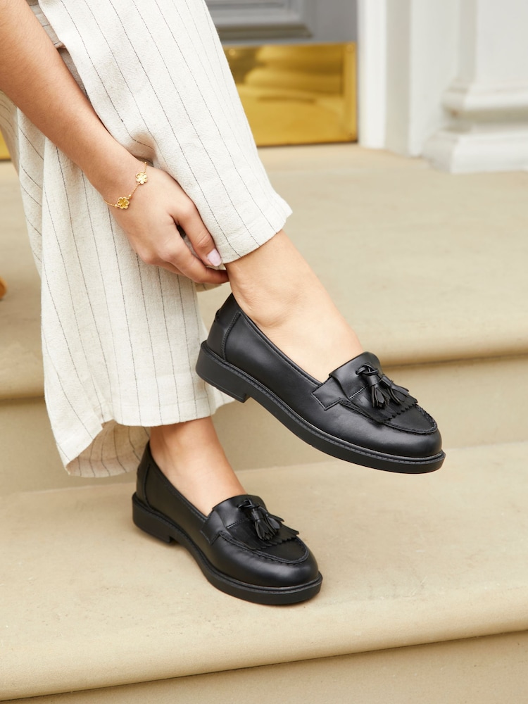 Linzi Black Rosemary Patent Classic Slip-On Loafers - Image 1 of 4