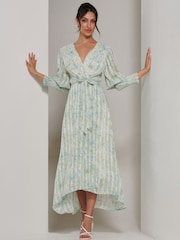Jolie Moi Maxikleid mit Puffärmeln, V-Ausschnitt und Bindegürtel - Bild 1 von 7
