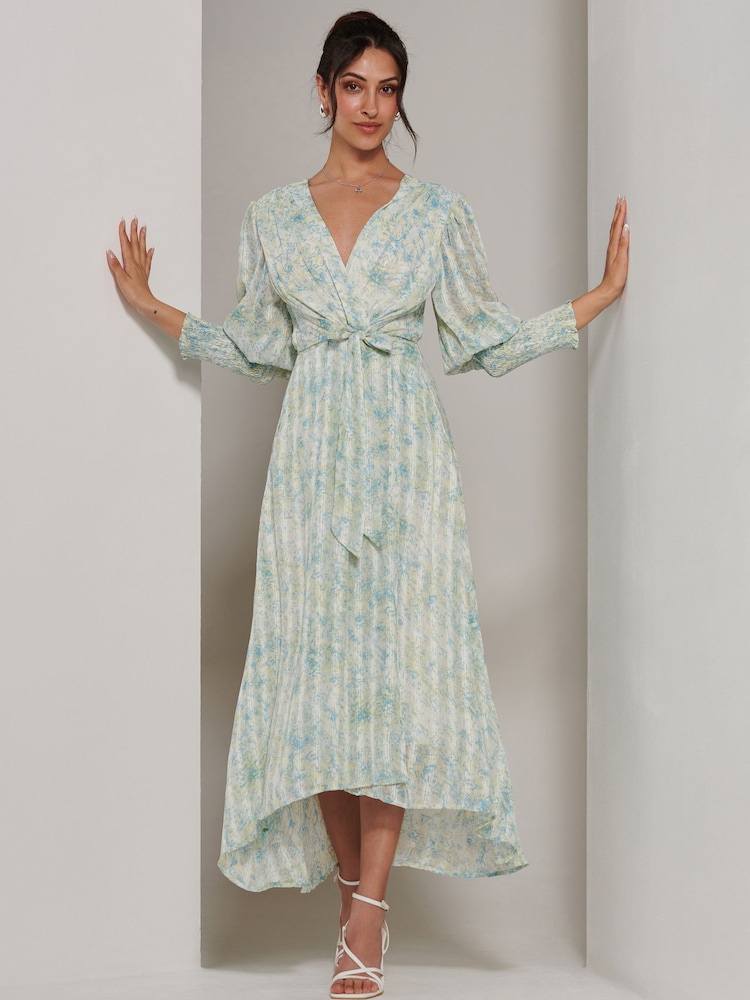 Jolie Moi Maxikleid mit Puffärmeln, V-Ausschnitt und Bindegürtel - Bild 1 von 7