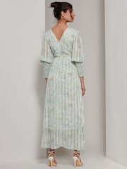 Jolie Moi Maxikleid mit Puffärmeln, V-Ausschnitt und Bindegürtel - Bild 2 von 7