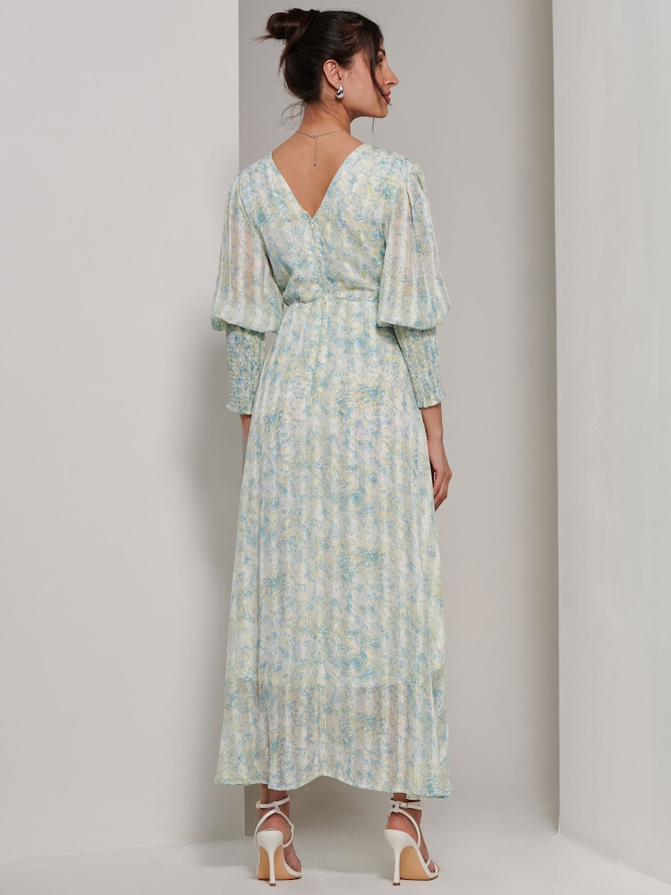 Jolie Moi Maxikleid mit Puffärmeln, V-Ausschnitt und Bindegürtel - Bild 2 von 7