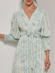 Jolie Moi Maxikleid mit Puffärmeln, V-Ausschnitt und Bindegürtel - Bild 3 von 7