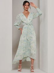 Jolie Moi Maxikleid mit Puffärmeln, V-Ausschnitt und Bindegürtel - Bild 5 von 7