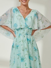 Jolie Moi Green Frill V-Neck Chiffon Maxi Dress - Image 3 of 6