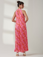 Jolie Moi Pink Halter Neck Pleated Maxi Dress - Image 2 of 6