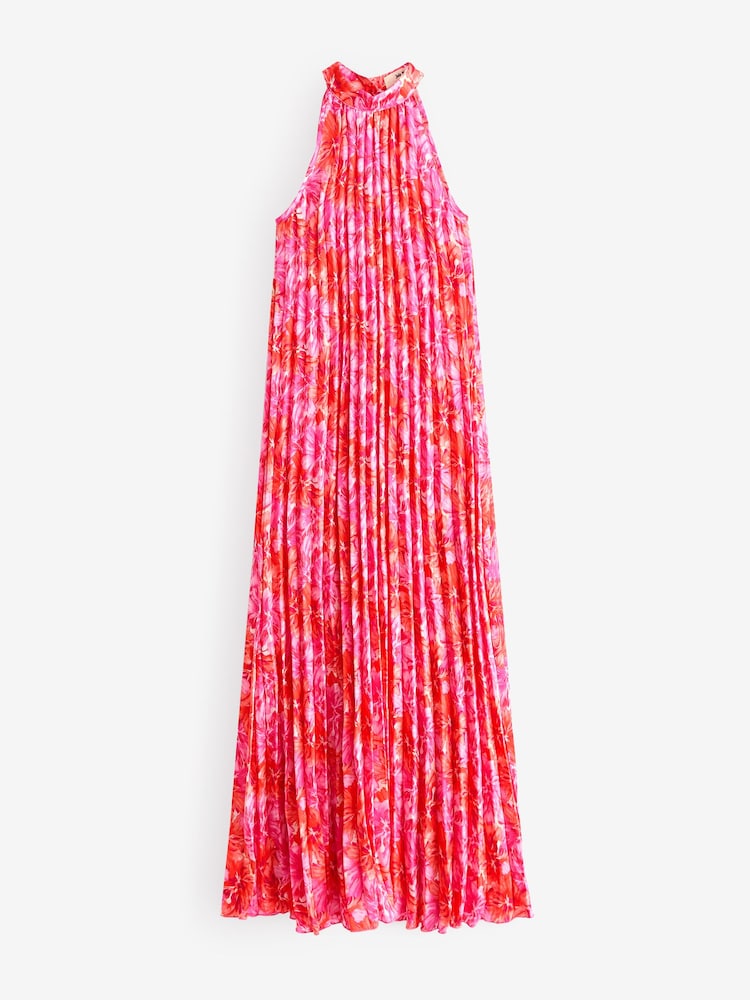 Jolie Moi Pink Halter Neck Pleated Maxi Dress - Image 6 of 6