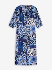 JD Williams Blue Printed Kaftan Dress - Image 5 of 5