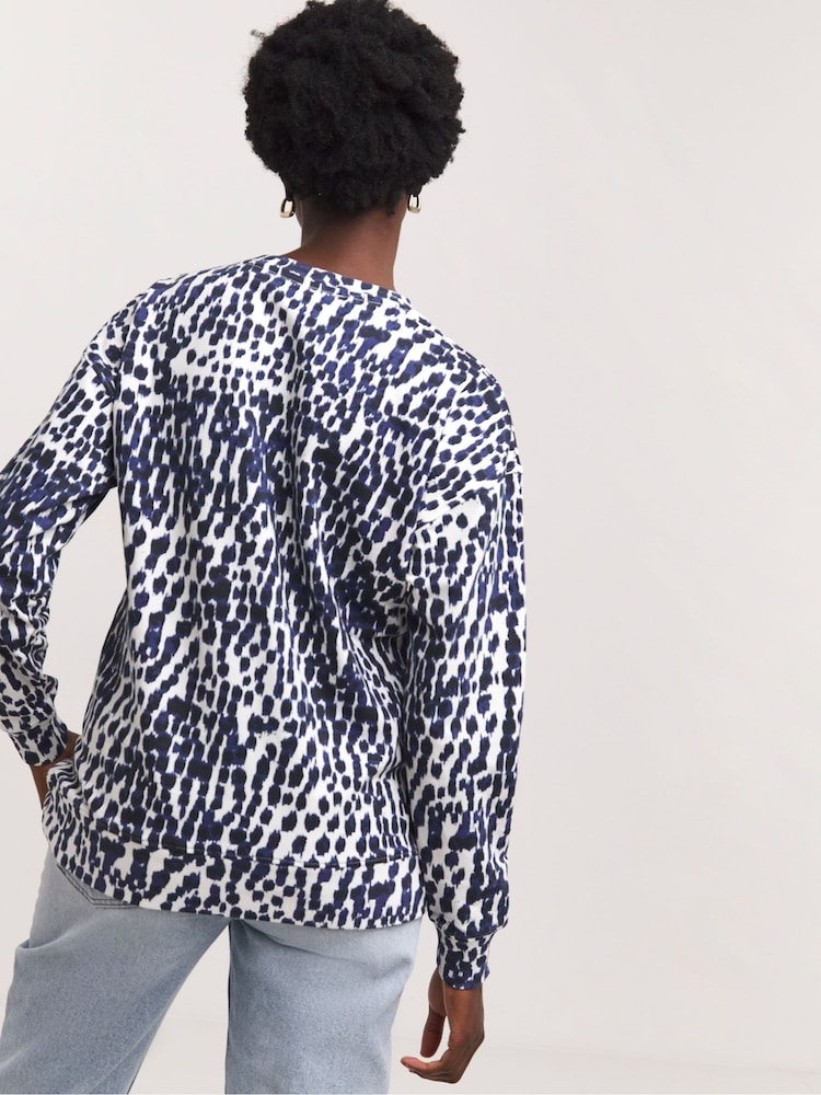 JD Williams Blue Printed Crew Neck Sweatshirt - Image 2 of 5