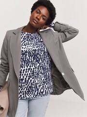 JD Williams Blue Printed Crew Neck Sweatshirt - Image 3 of 5