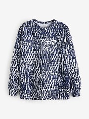 JD Williams Blue Printed Crew Neck Sweatshirt - Image 5 of 5