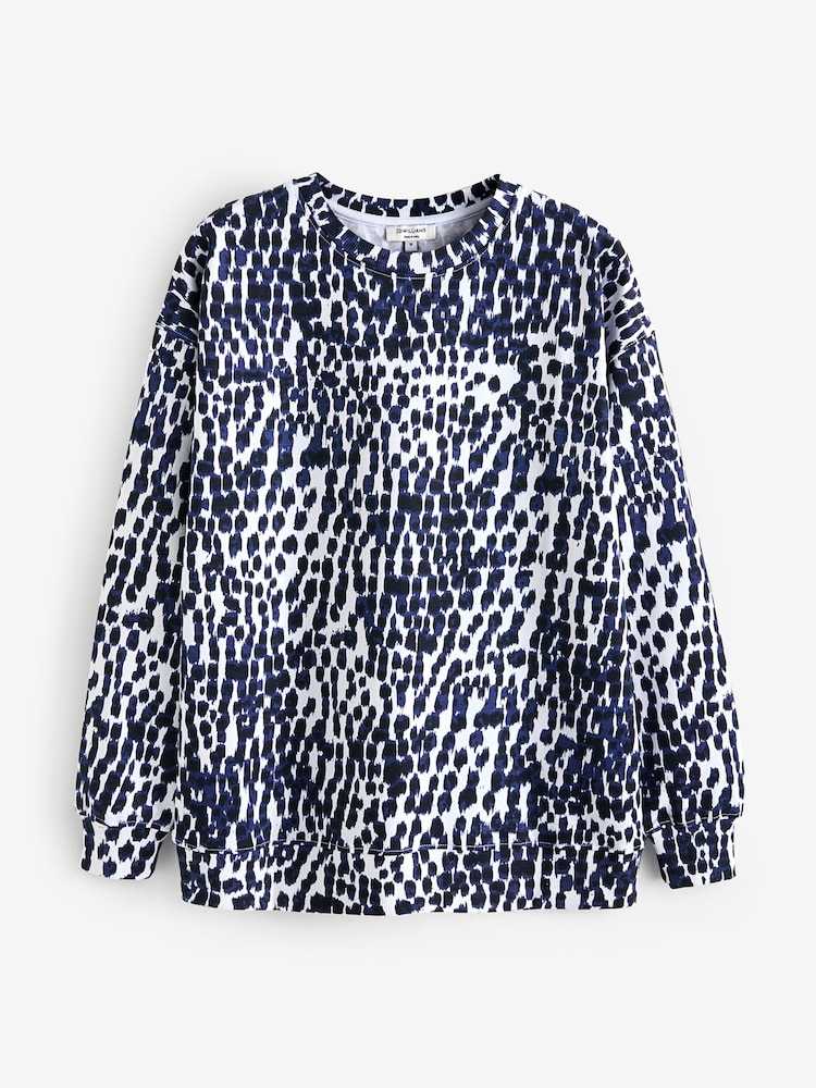 JD Williams Blue Printed Crew Neck Sweatshirt - Image 5 of 5
