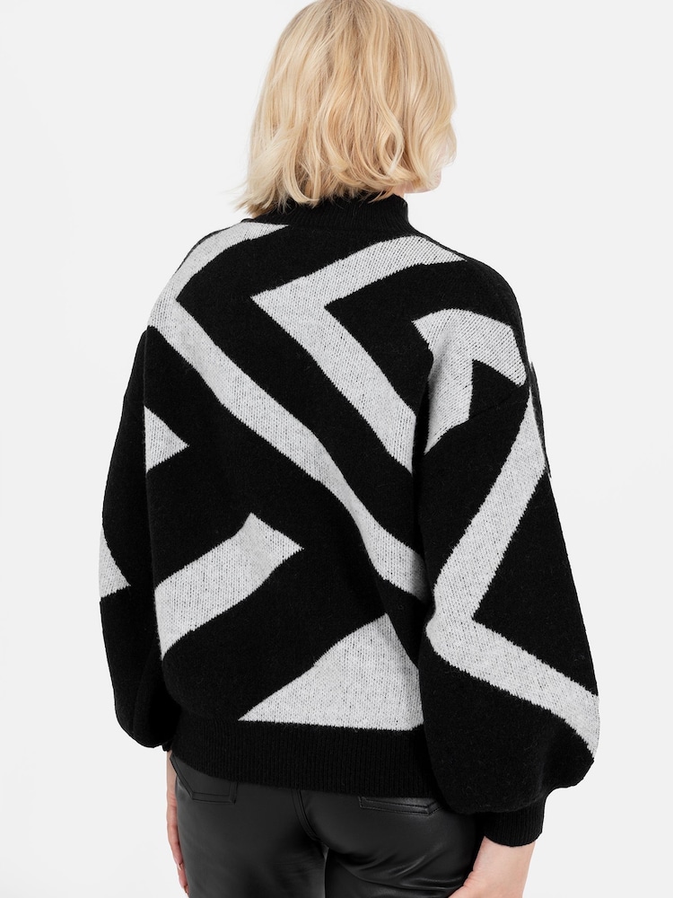 Lovedrobe Geometric Jacquard High Neck Jumper - Image 2 of 6