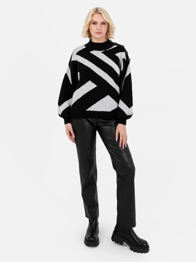 Lovedrobe Geometric Jacquard High Neck Jumper - Image 6 of 6
