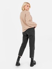 Lovedrobe Pearl Embellished Long Length Cable Knit Jumper - Image 4 of 6