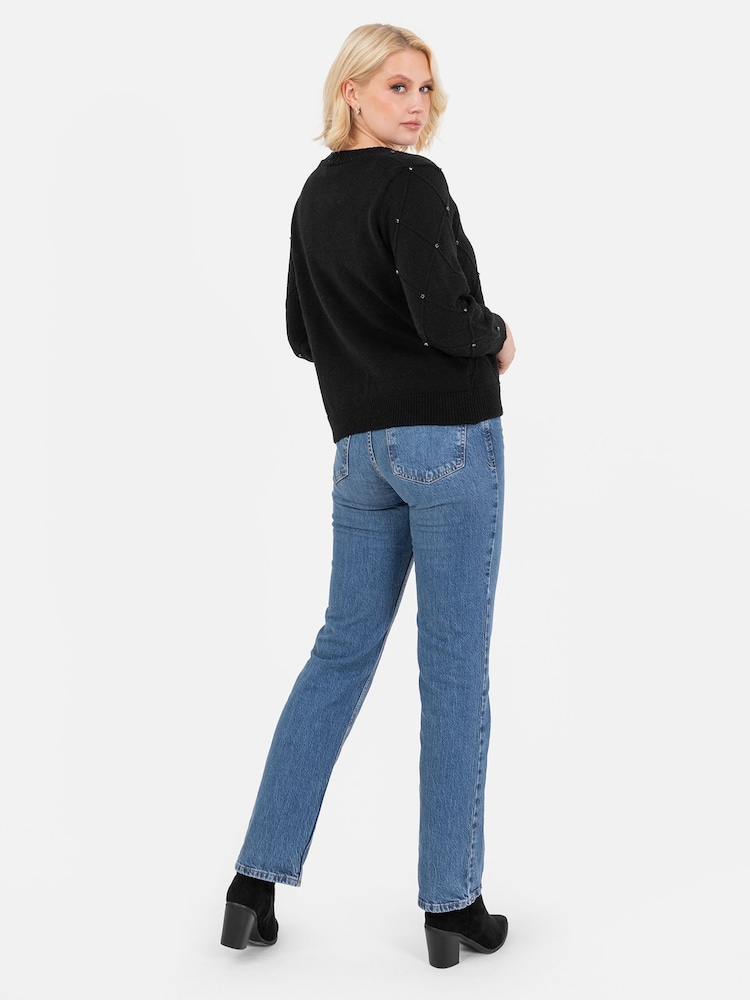 črna - Lovedrobe Diamante Cardigan And Crop Set - Slika 6 iz 6
