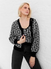 Lovedrobe Geometric Printed Cardi & Crop Set - Image 1 of 6