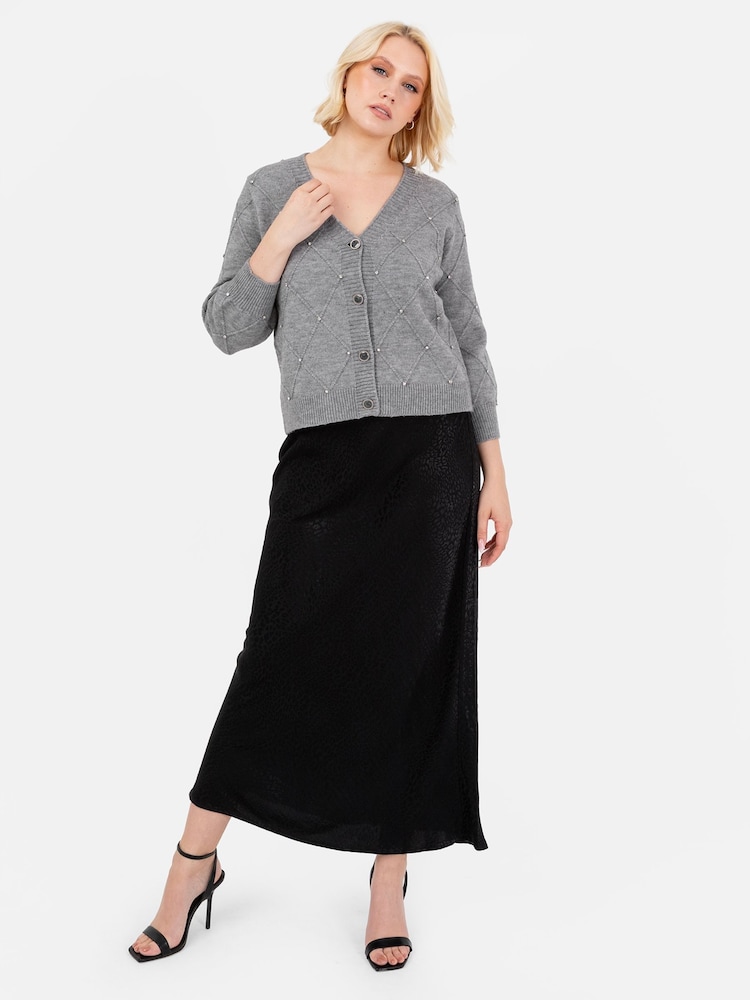 siva - Lovedrobe Diamante Cardigan And Crop Set - Slika 1 iz 6