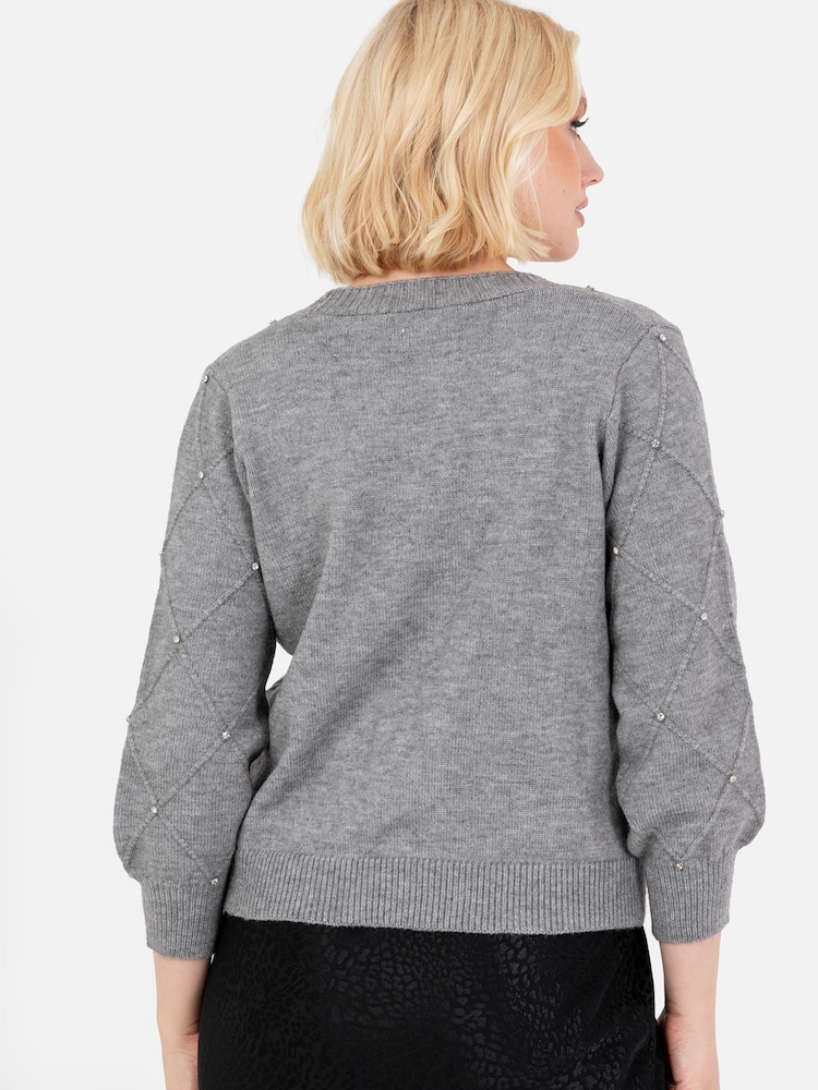 siva - Lovedrobe Diamante Cardigan And Crop Set - Slika 2 iz 6