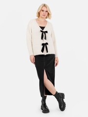 Lovedrobe Pearl Trim Cardigan With Velvet Bows - Image 1 of 6