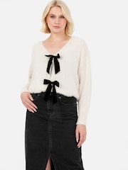 Lovedrobe Pearl Trim Cardigan With Velvet Bows - Image 3 of 6